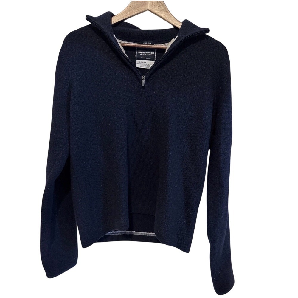 Vintage Abercrombie & Fitch Dark Blue Half-Zip Sweater